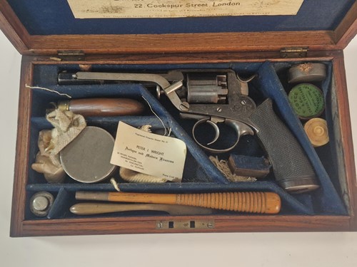 Lot 438 - A percussion Beaumont-Adams type double-action five-shot revolver, mid-19th century