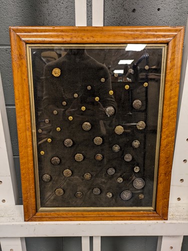 Lot 456 - A collection of 46 framed Art Nouveau buttons...