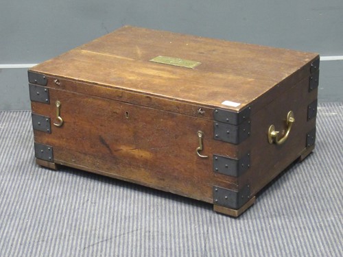 Lot 504 - A late 19th century two handled oak box with...