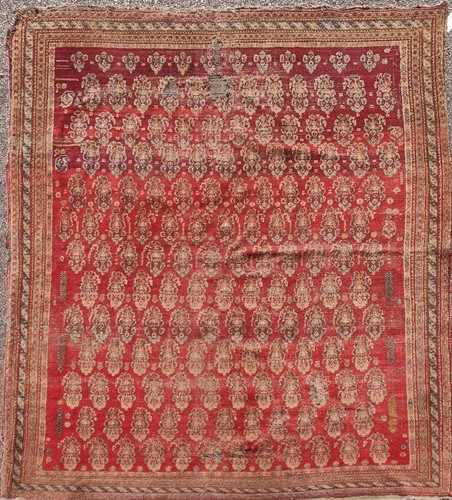 Lot 521 - A Turkish wool rug of Boteh design, 293 x 238cm