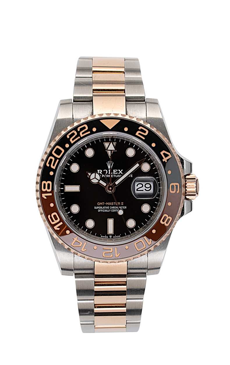 Lot 222 - Rolex - A steel and 'Everose' 'Oyster Perpetual Date GMT Master II' wristwatch