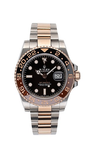 Lot 222 - Rolex - A steel and 'Everose' 'Oyster Perpetual Date GMT Master II' wristwatch