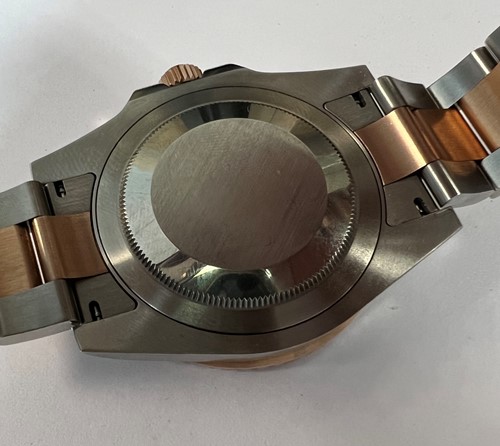 Lot 222 - Rolex - A steel and 'Everose' 'Oyster Perpetual Date GMT Master II' wristwatch