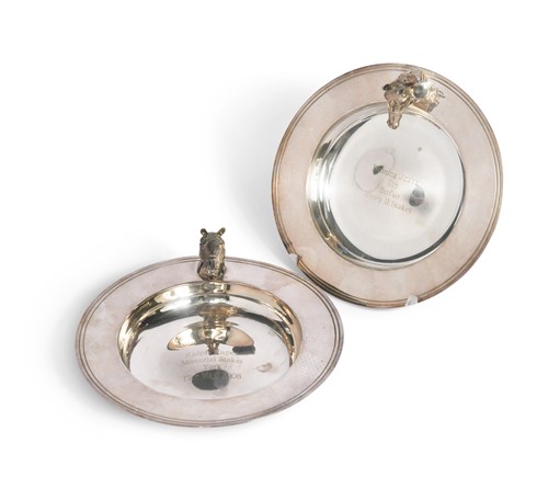 Lot 123 - Two horse head presentation salvers, awarded to Frankie Dettori
