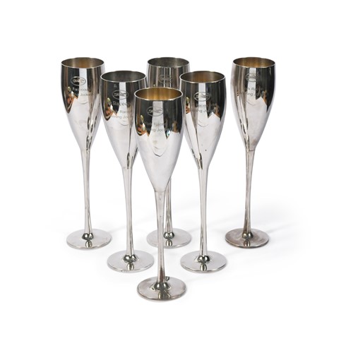 Lot 83 - A set of six Thomas Lyte champagne flutes, awarded to Frankie Dettori