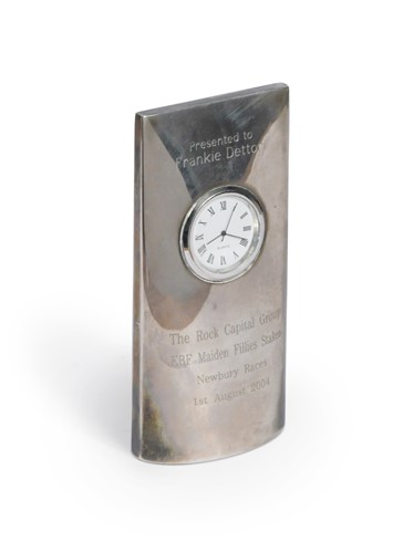 Lot 78 - A Quartz  EBF Maiden Fillies Stakes desk clock, awarded to Frankie Dettori