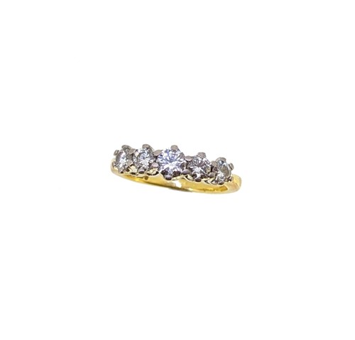 Lot 127 - An 18ct gold five stone diamond ring