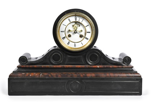 Lot 99 - A Victorian slate mantle clock