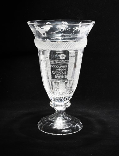 Lot 30 - A Godolphin Mile Winning Jockey cut glass trophy cup, awarded to Frankie Dettori