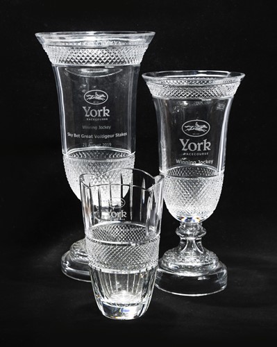 Lot 119 - Three York racecourse winning jockey cut glass trophies, awarded to Frankie Dettori