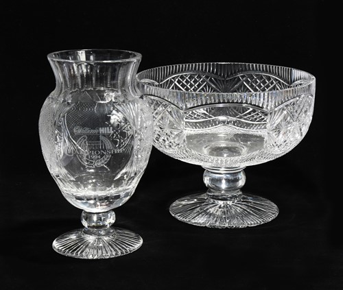 Lot 125 - Two William Hill Jockey Championship cut glass trophies, awarded to Frankie Dettori