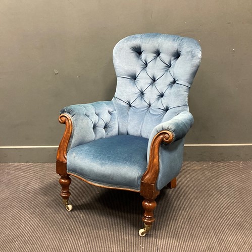 Lot 325 - A Victorian button-back parlour chair, 113 x...