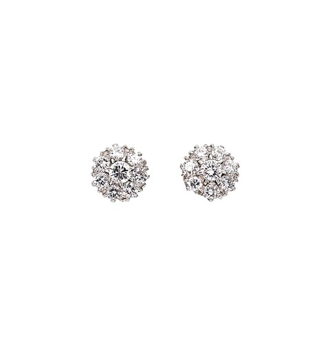 Lot 143 - A pair of diamond cluster ear studs