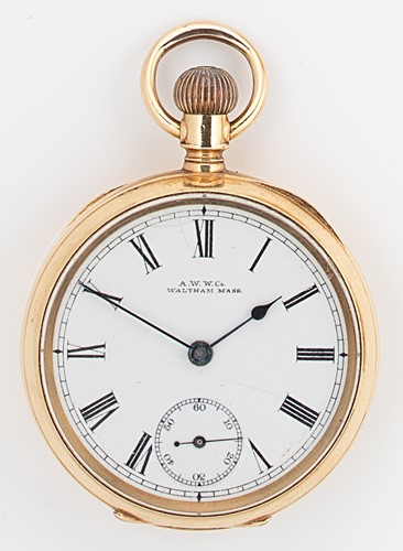 Lot 346 - American Watch Company, Waltham, Mass - A Swiss 18ct gold open faced pocket watch