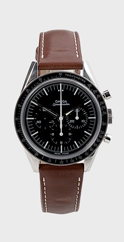 Lot 445 - Omega – A steel numbered edition ‘Speedmaster Space' chronograph wristwatch