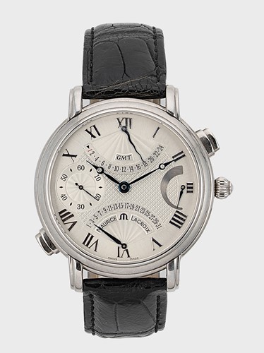 Lot 402 - Maurice Lacroix - A steel 'Masterpiece Double Retrograde GMT' wristwatch