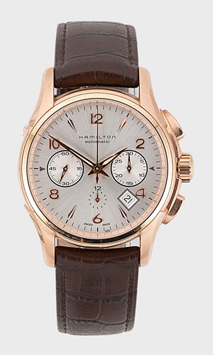 Lot 371 - Hamilton - A rose gold plated 'Jazzmaster' chronograph wristwatch