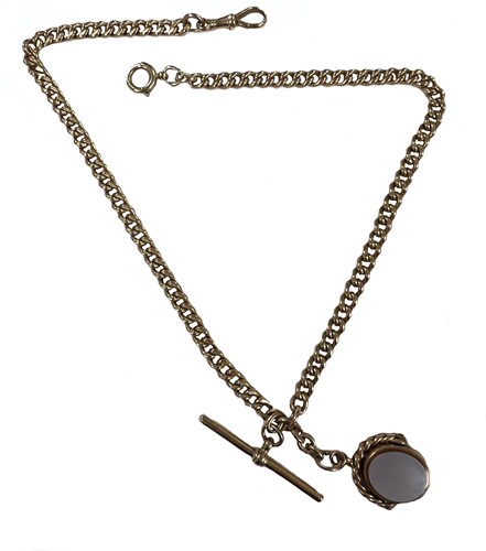 Lot 326 - An early 20th century 9ct gold 'Albert' watch chain with attached fob