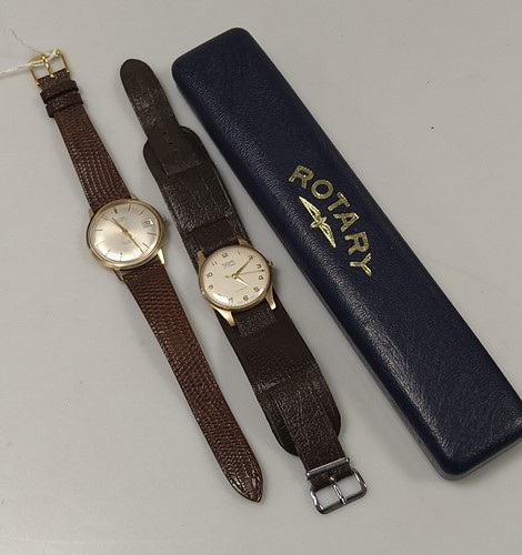 Lot 281 - Eloga, Berne - A 9ct gold wristwatch, along...