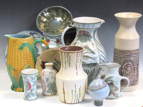 Lot 100 - A collection of Studio Pottery chargers, vases,...