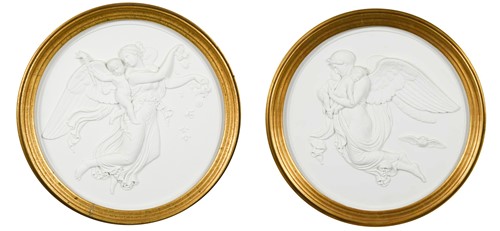 Lot 506 - A pair of Copenhagen bisque roundels