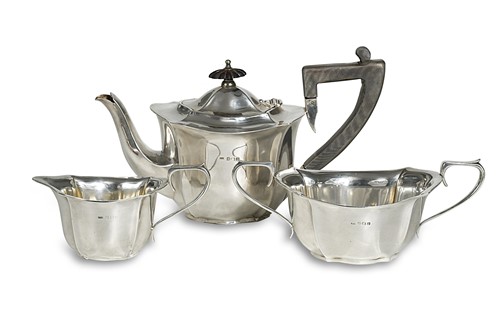 Lot 441 - A George V silver three-piece tea set, mark of William Hair Haseler Ltd.
