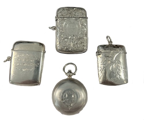 Lot 256 - A trio of silver vesta cases together with a Victorian silver sovereign case