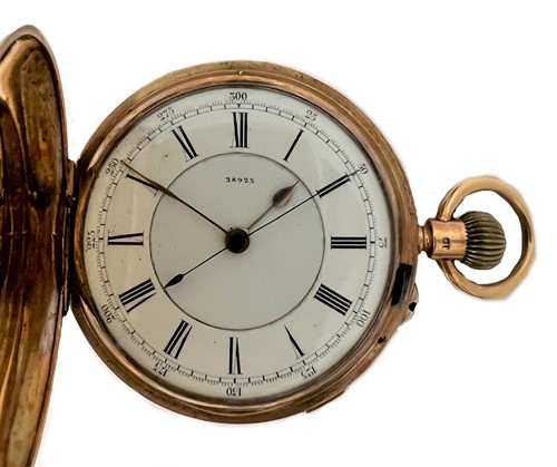 Lot 192 - Unsigned - A Victorian 18ct gold full hunter chronograph pocket watch