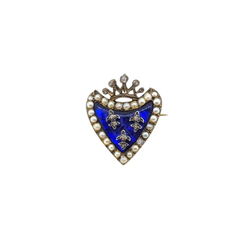 Lot 63 - A Georgian pearl, diamond and enamel brooch