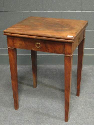 Lot 408 - A 19th century French small mahogany fold top...