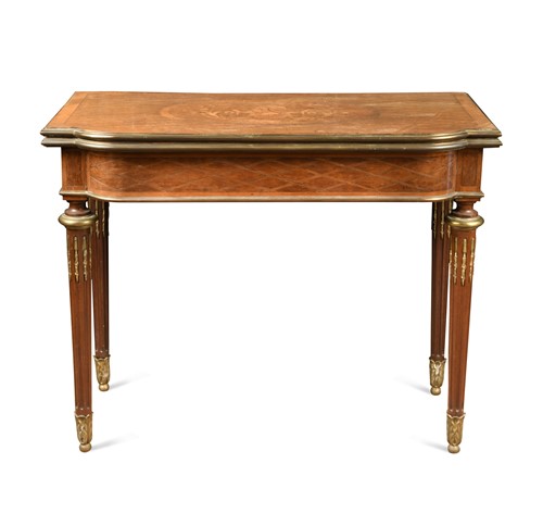 Lot 650 - A French marquetry card table, 19th century
