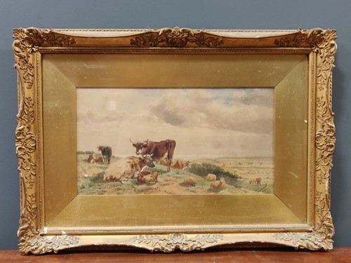 Lot 209 - Richard Beavis, cattle in a landscape, signed...