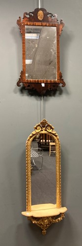 Lot 414 - A 19th century arched gilt frame mirror back...