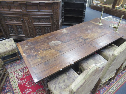 Lot 268 - A 17th century and later oak refectory table...