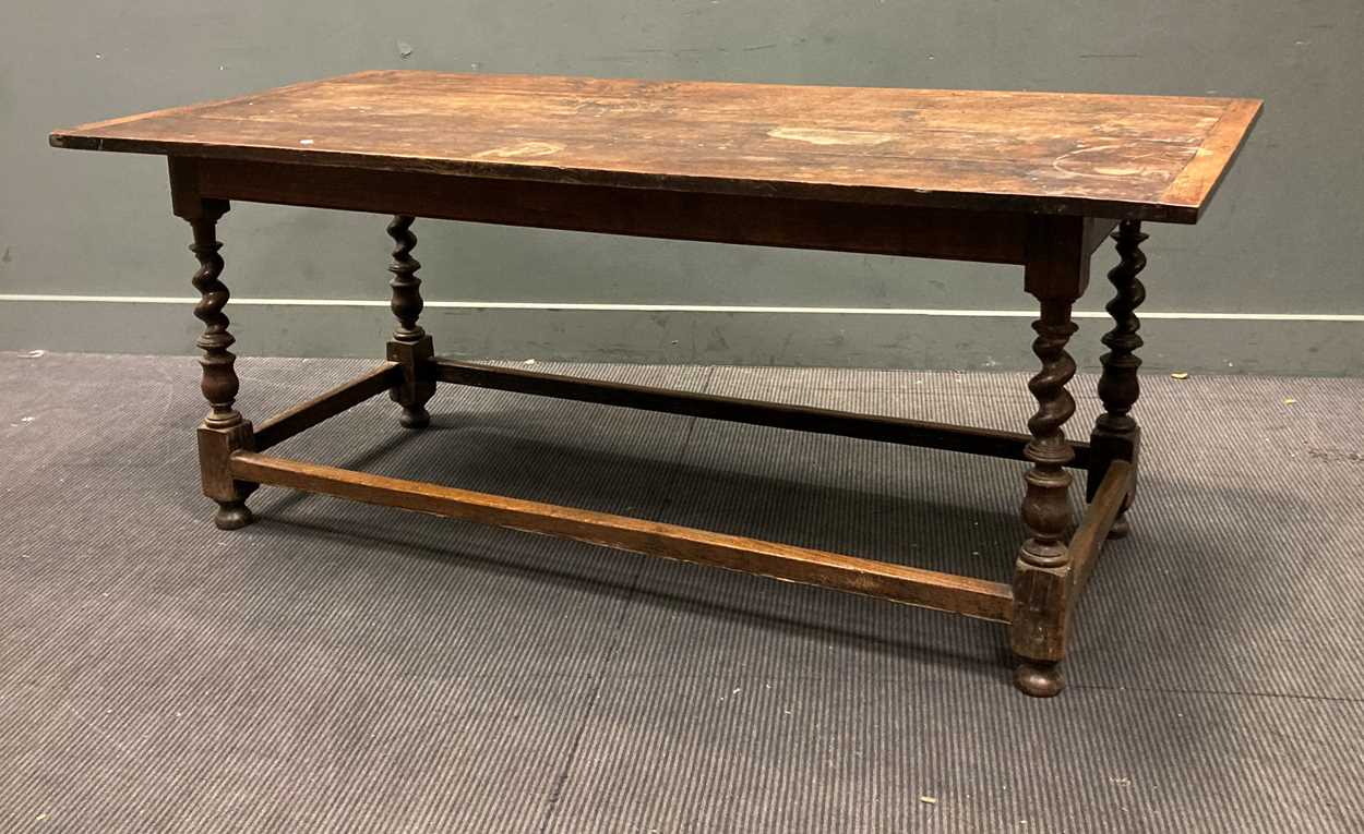 Lot 268 - A 17th century and later oak refectory table...