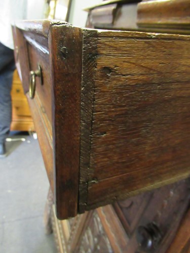 Lot 387 - An early 18th century oak court cupboard,...