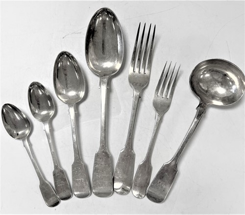 Lot 401 - A 38-piece set of Victorian silver flatware with 26 additions