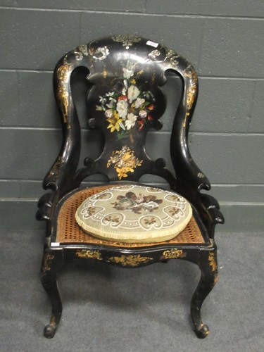 Lot 428 - A Victorian mother of pearl inlaid papier...