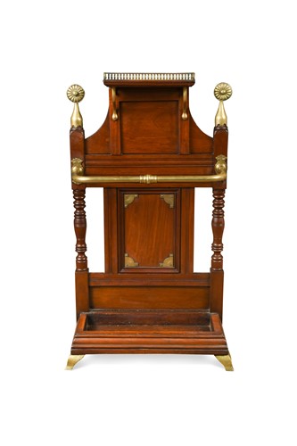 Lot 768 - A late Victorian brass mounted mahogany hall stand, probably Jas Shoolbred