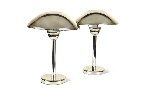 Lot 148 - A pair of modern chrome table lamps