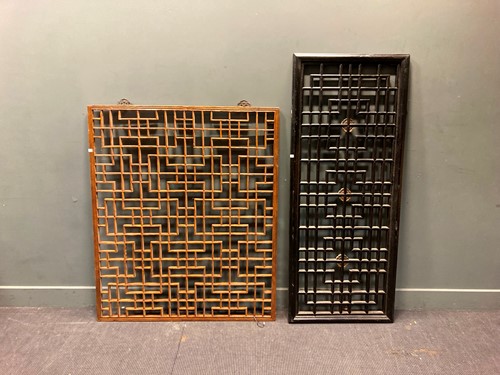 Lot 515 - Two window screens, one with black lacquer and...