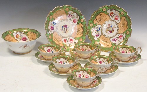 Lot 72 - A Victorian porcelain part teaset, gilt and...