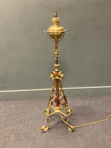 Lot 417 - A copper and brass standard lamp, 120cm high