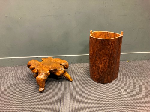 Lot 532 - A Chinese root wood stool 23 x 56 x 53cm...