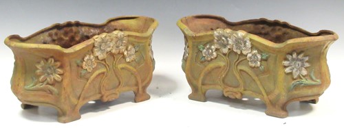 Lot 26 - A pair of French painted cast iron planters or...