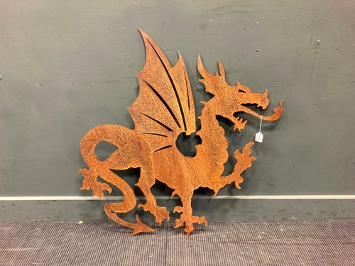Lot 545 - A pierced steel silhouette Welsh Dragon, 2mm...