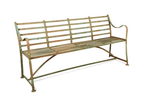 Lot 680 - A wrought iron bench by Barnard, Bishop & Barnard, Norwich, mid-19th century