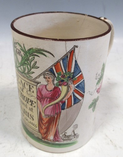 Lot 10 - A Bristol pearlware mug circa 1814, marked...