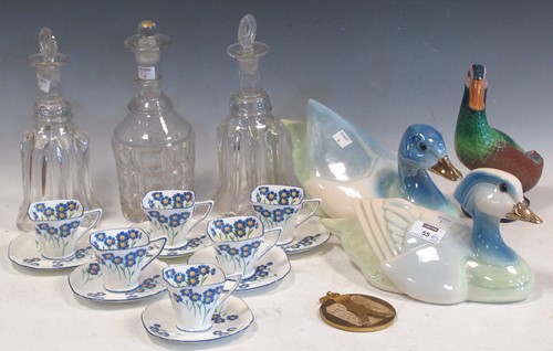 Lot 55 - A Crown Staffordshire green and blue duck,...