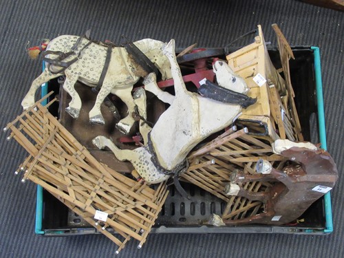 Lot 95 - A collection of wooden farmyard-related toys,...